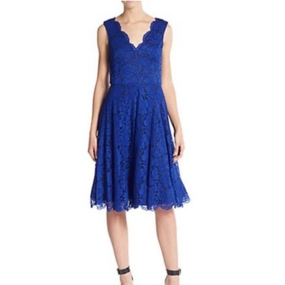 Vera Wang Blue Lace A-line Dress Sz 4
